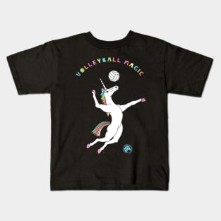 Volleyball Magic Unicorn Outline Kids T-Shirt